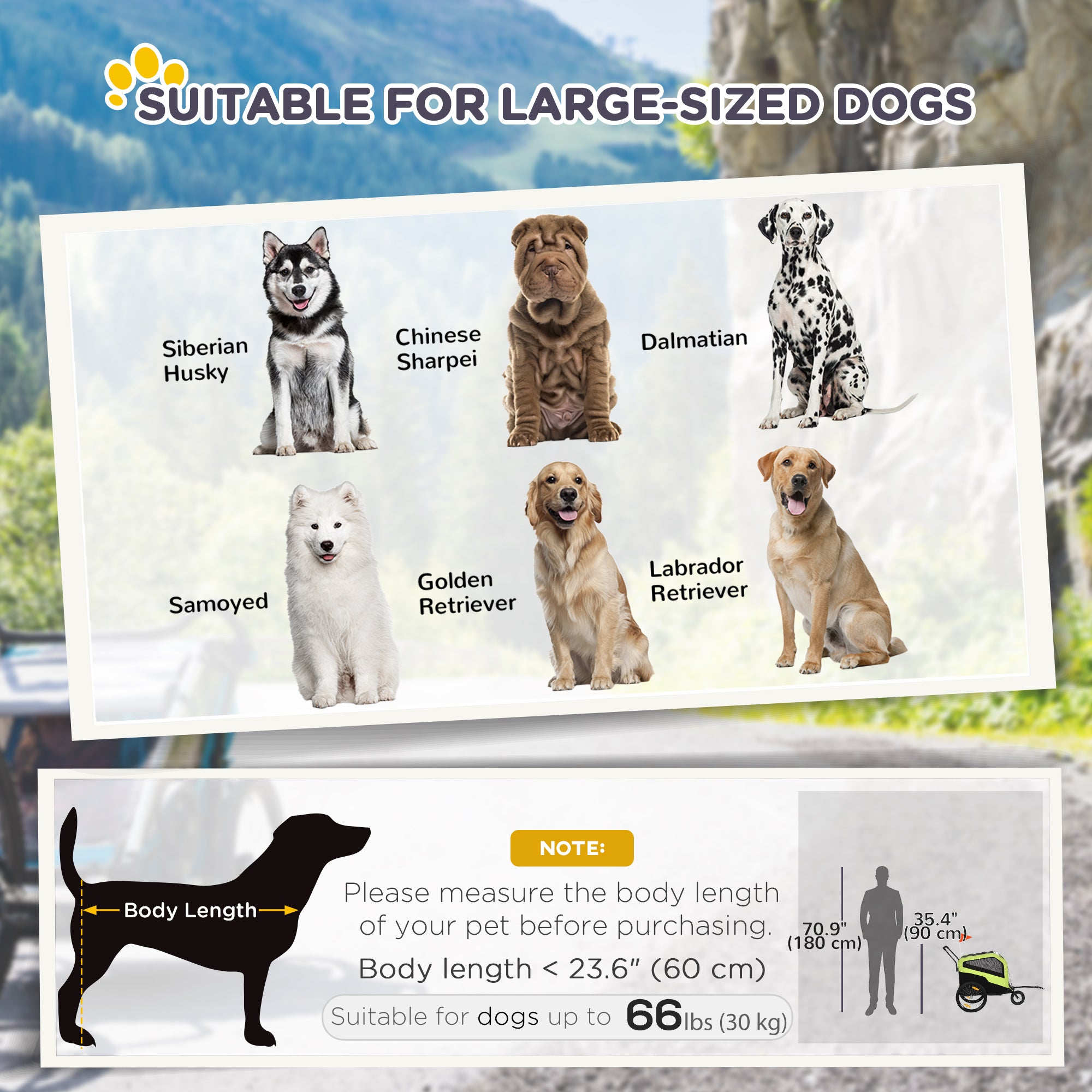 Aosom 2-in-1 Large Green Dog Bike Trailer Pet Carrier Stroller for Cycling Outdoor Travel