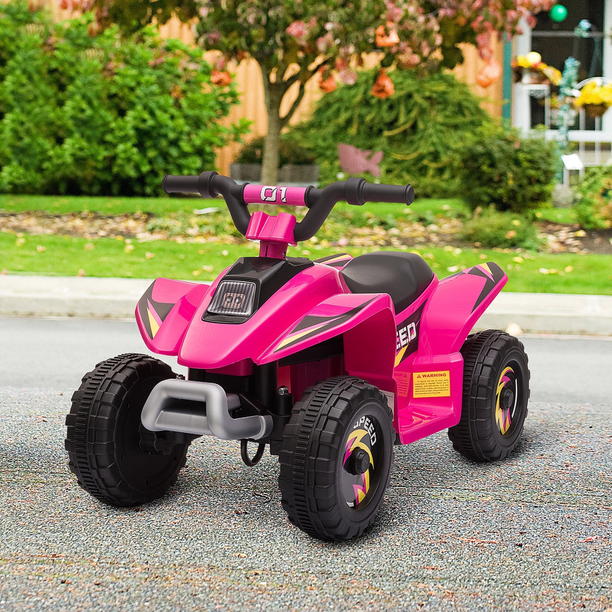 Aosom Kids Ride on ATV, 6V Battery Powered Quad Car with Forward, Reverse Switch, for Boys Girls 18-36 Months, Pink
