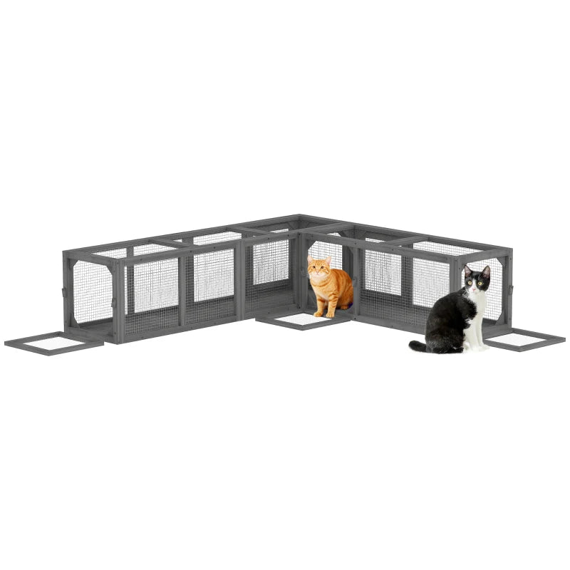 Cat Tunnel, Outdoor Cat Enclosure with Combinable Design, 8 Doors, 98" Kitty Toys for House, Window, Cage, Dark Grey