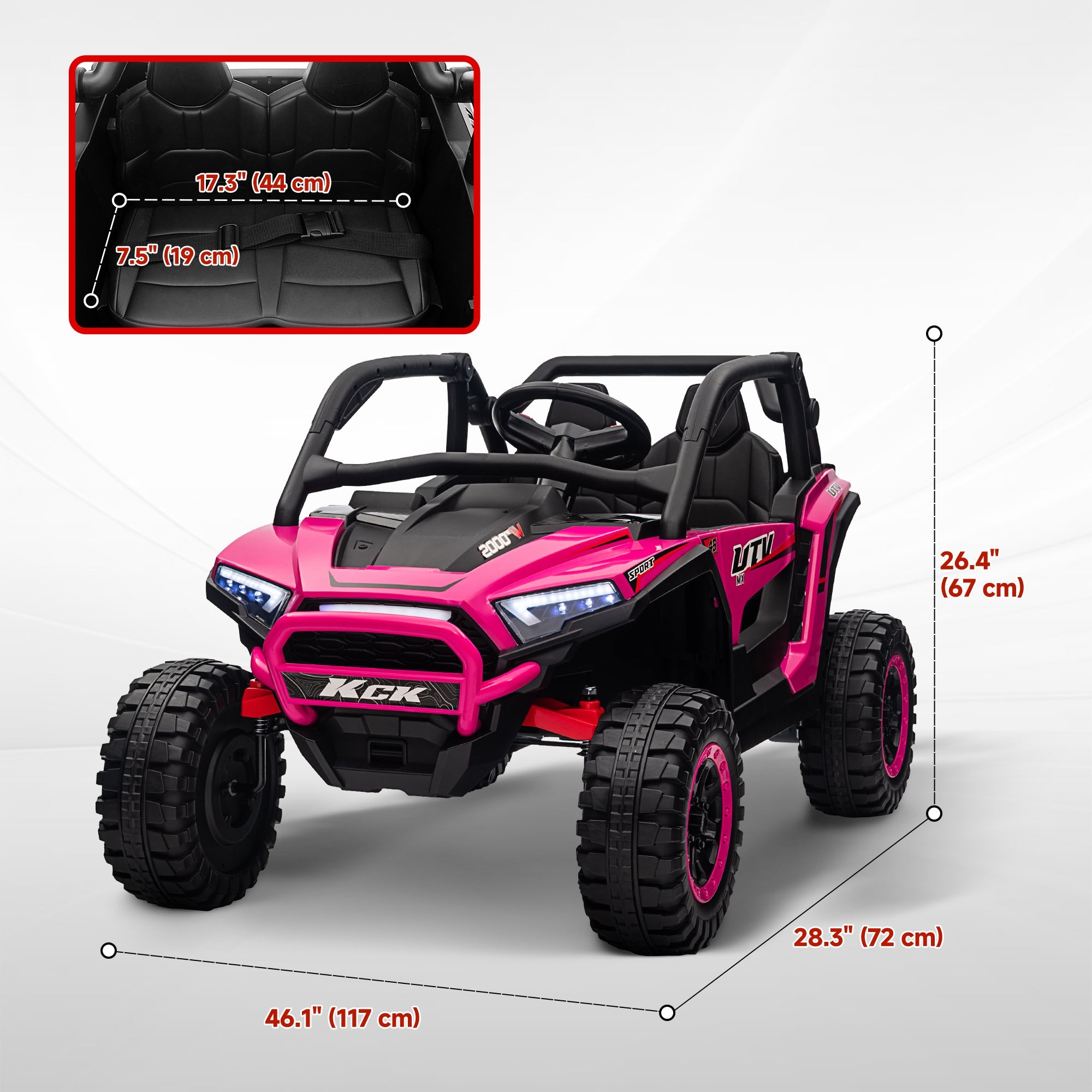Qaba 2 Seater 24V 7AH Ride on Truck, Electric Car for Kids w/ Spring Suspension, Remote Lights, Horn, Music, Pink