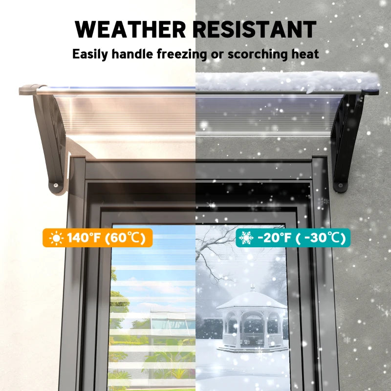 Window Awning Door Canopy, Polycarbonate Cover Patio Awnings, 30" x 50", White