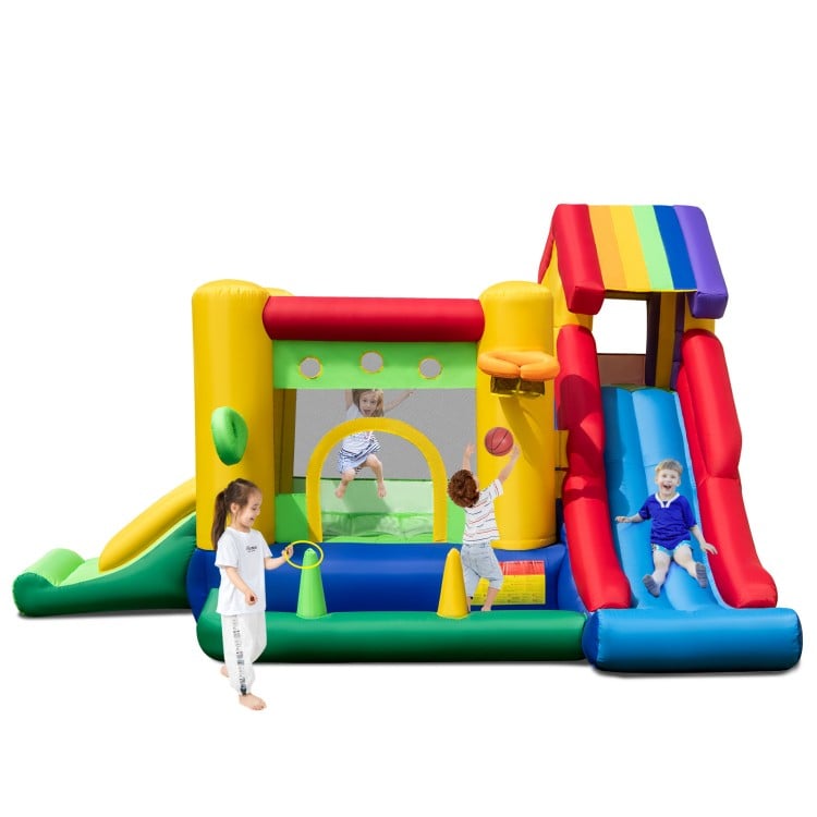 Inflatable Bounce Castle with Double Slides and 735W Blower