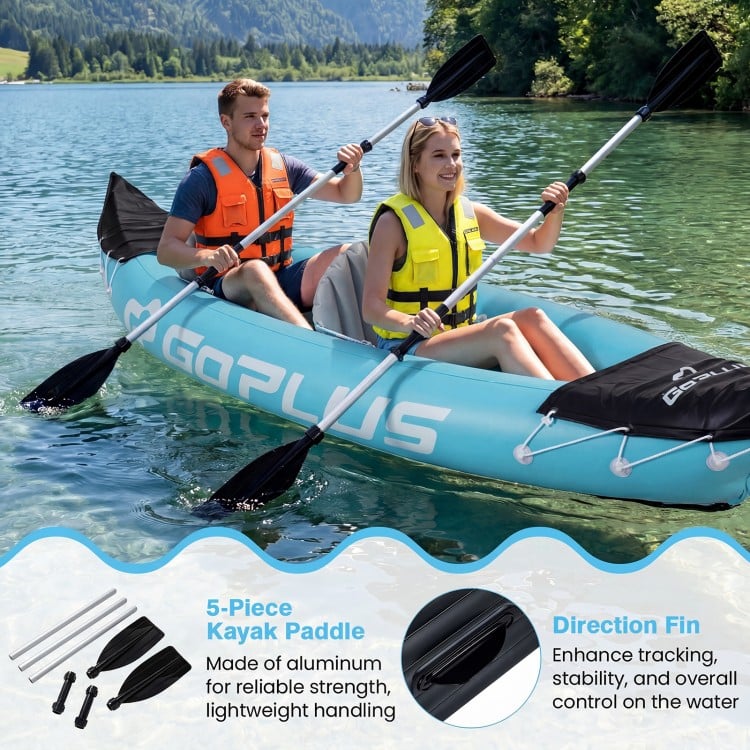 Inflatable Kayak 2 Person Heavy Duty Tandem Touring Kayak with Aluminum Paddles