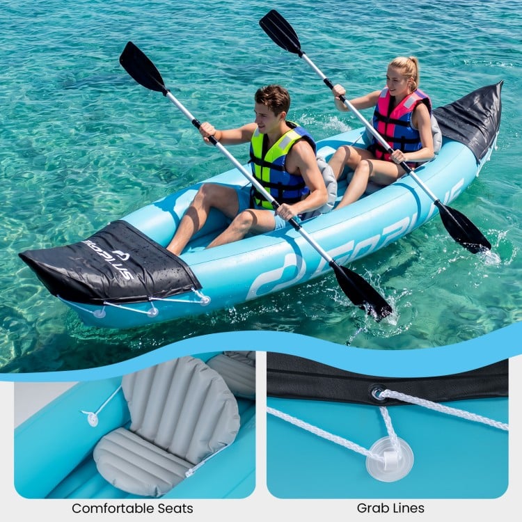 Inflatable Kayak 2 Person Heavy Duty Tandem Touring Kayak with Aluminum Paddles