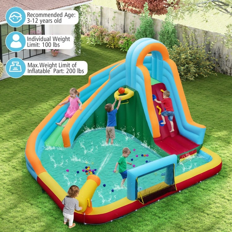 Inflatable Water Slide Park 6-in-1 Giant Bounce House without Blower