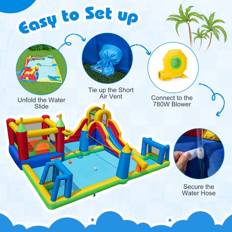 Inflatable Water Slide Bounce House 9-in-1 Jumping Castle with 780W Blower