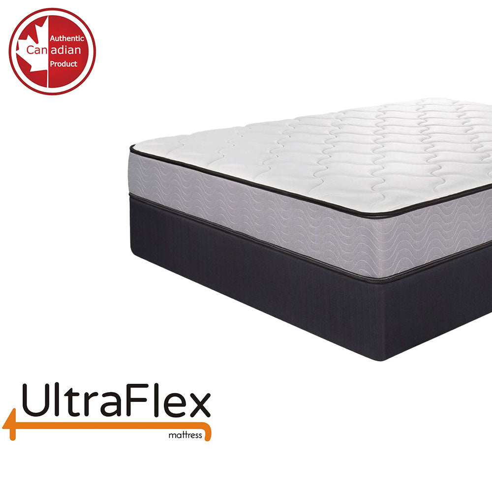 UltraFlex® PARADISE Mattress and BoxSpring Set - Natural Heavy Duty Foam Blend, Low Motion Transfer, Comfort+ Quilting, Orthopedic Cool Gel, and Spinal Posture Support Eco-Friendly Mattress (Made in Canada)