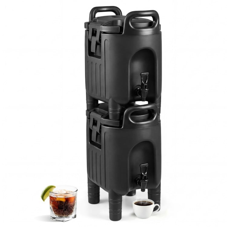 Insulated Beverage Dispensers Set of 2 Hot and Cold Drink Server Carriers with Ergonomic Handles