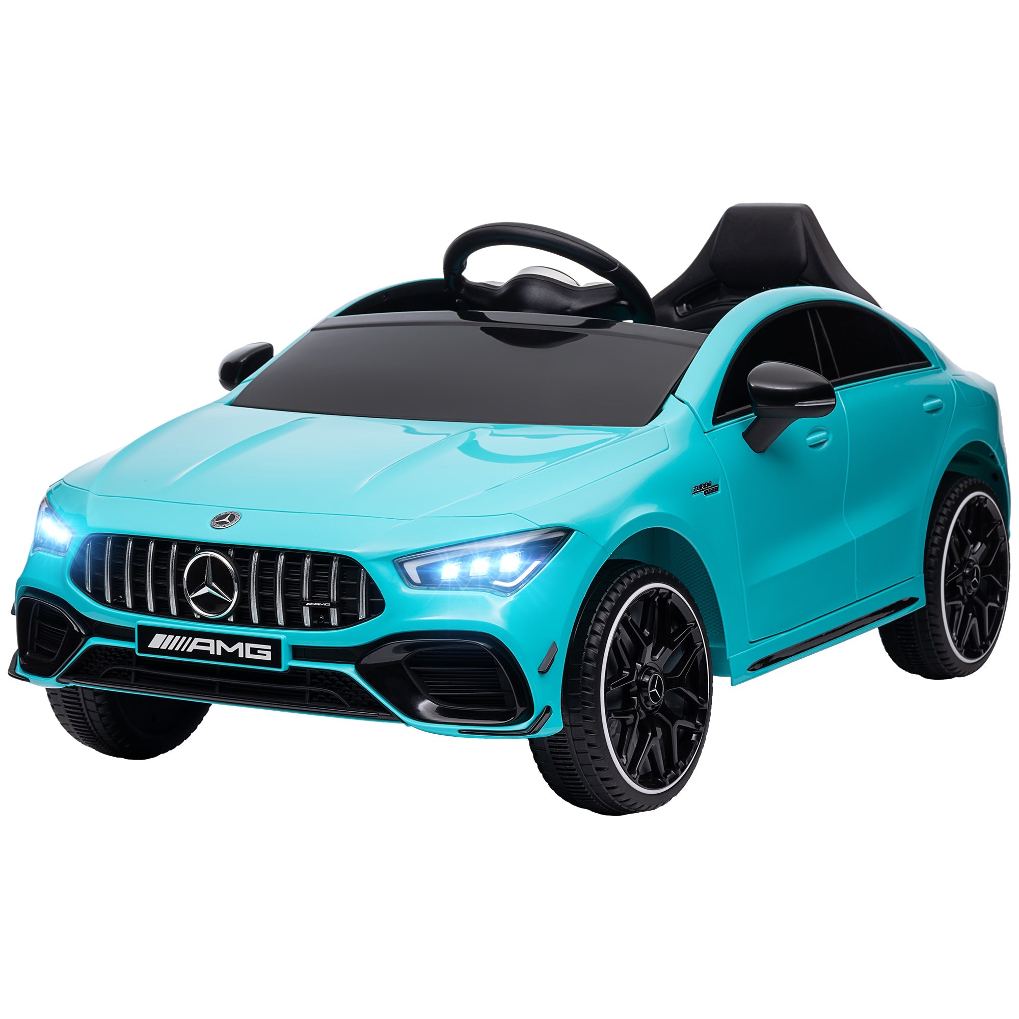 Qaba Mercedes-AMG Licensed 12V Ride on Car, Kids Electric Car with Remote Control, Spring Suspension, LED Lights, Light Blue