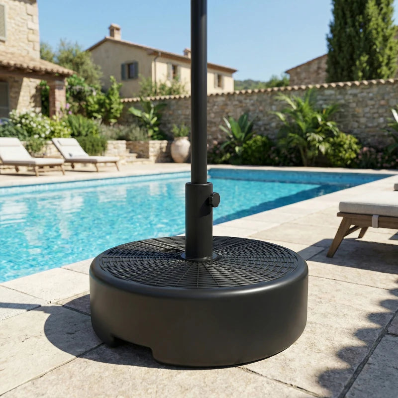 Patio Umbrella Base with Handle Outdoor Umbrella Stand Holder for 1.5" and 1.9" Poles Black