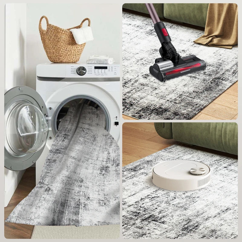 Area Rug for Living Room 8x10, Modern Abstract Machine Washable Rug, Non-Slip Carpet for Bedroom, Dining Room, Grey