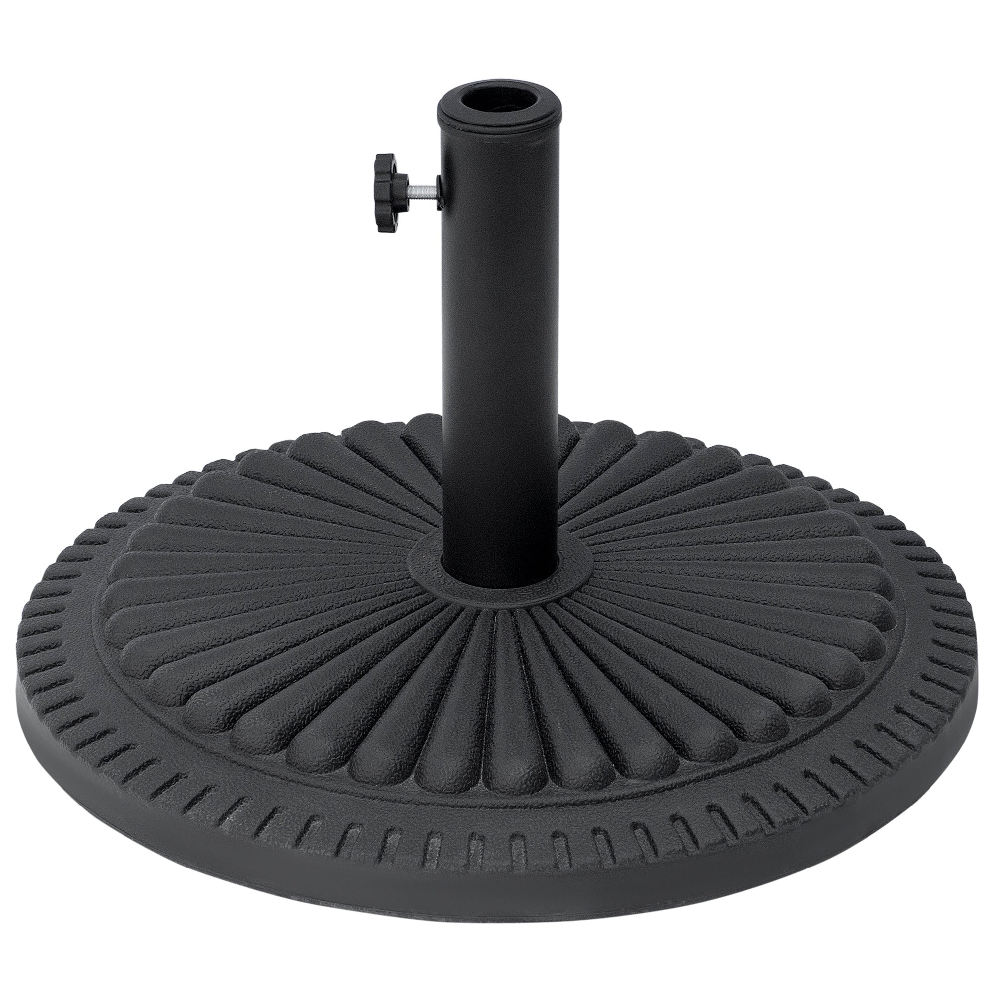 Outsunny Umbrella Base: Round Cement Parasol Stand Fits Φ1.4" Φ1.5" Φ2" Pole for Outdoor Backyard Black