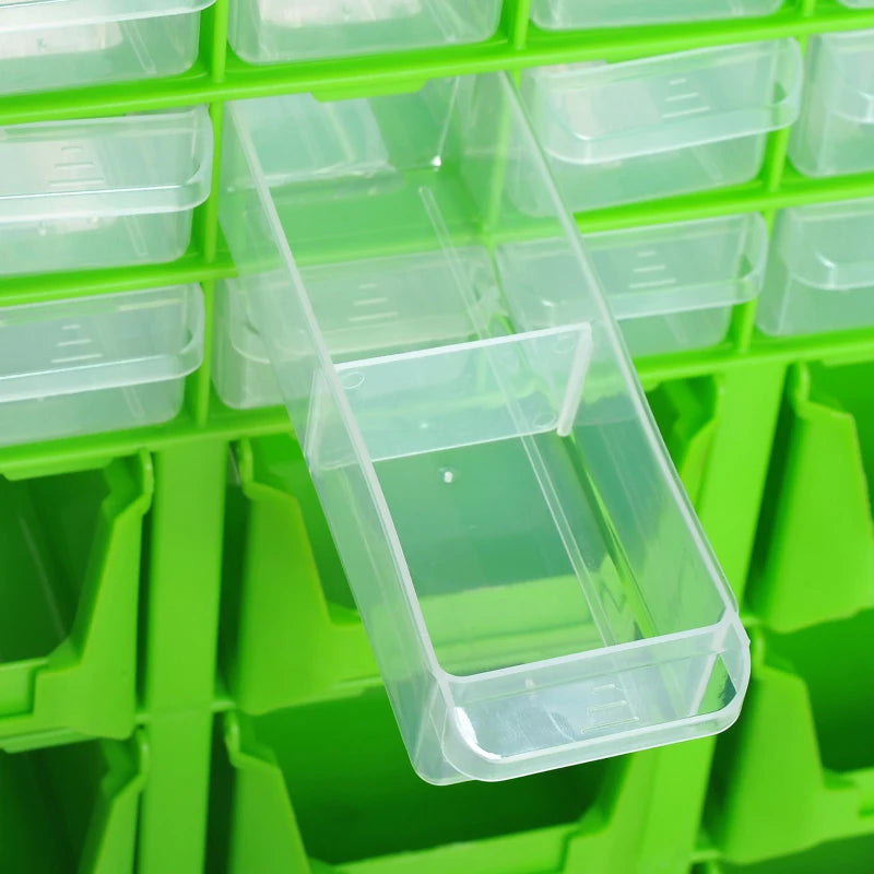 Plastic 39 Drawer Parts Organiser Wall Mount Storage Cabinet for Small Nuts Bolts Tool Green