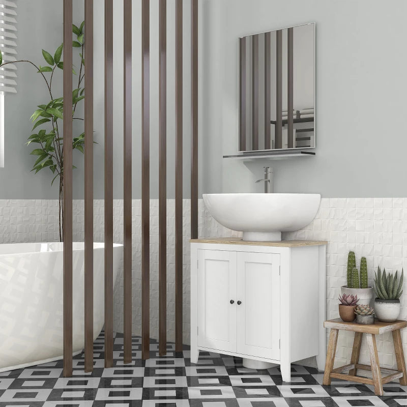 Bathroom Sink Vanity Unit, Under Sink Bathroom Cabinet with U-Shape Design and Adjustable Shelf, White