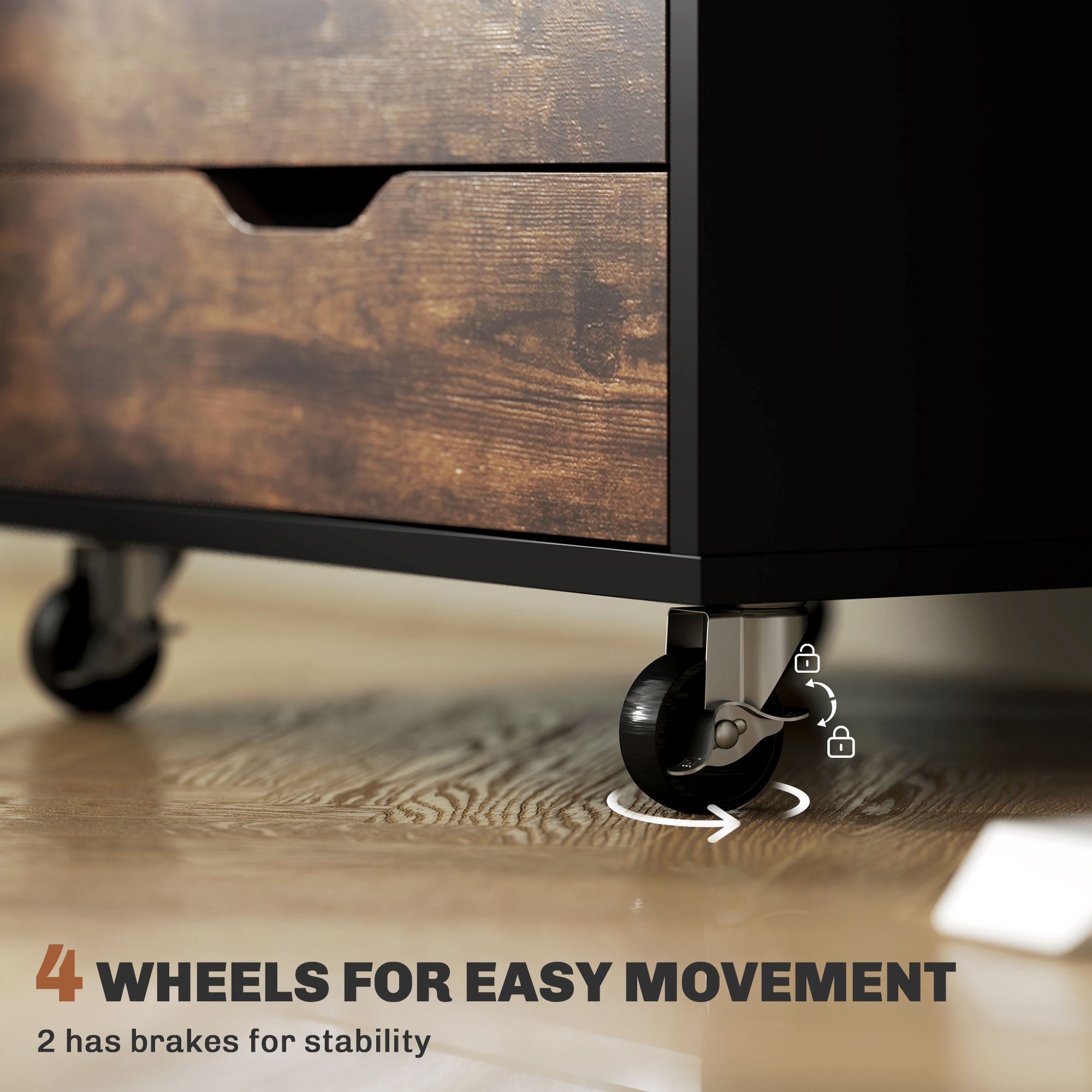 Vinsetto 7-drawer Vertical File Cabinet for Home Office, Storage Cabinet with Wheels, 18.7"x15.6"x35.4", Rustic Brown