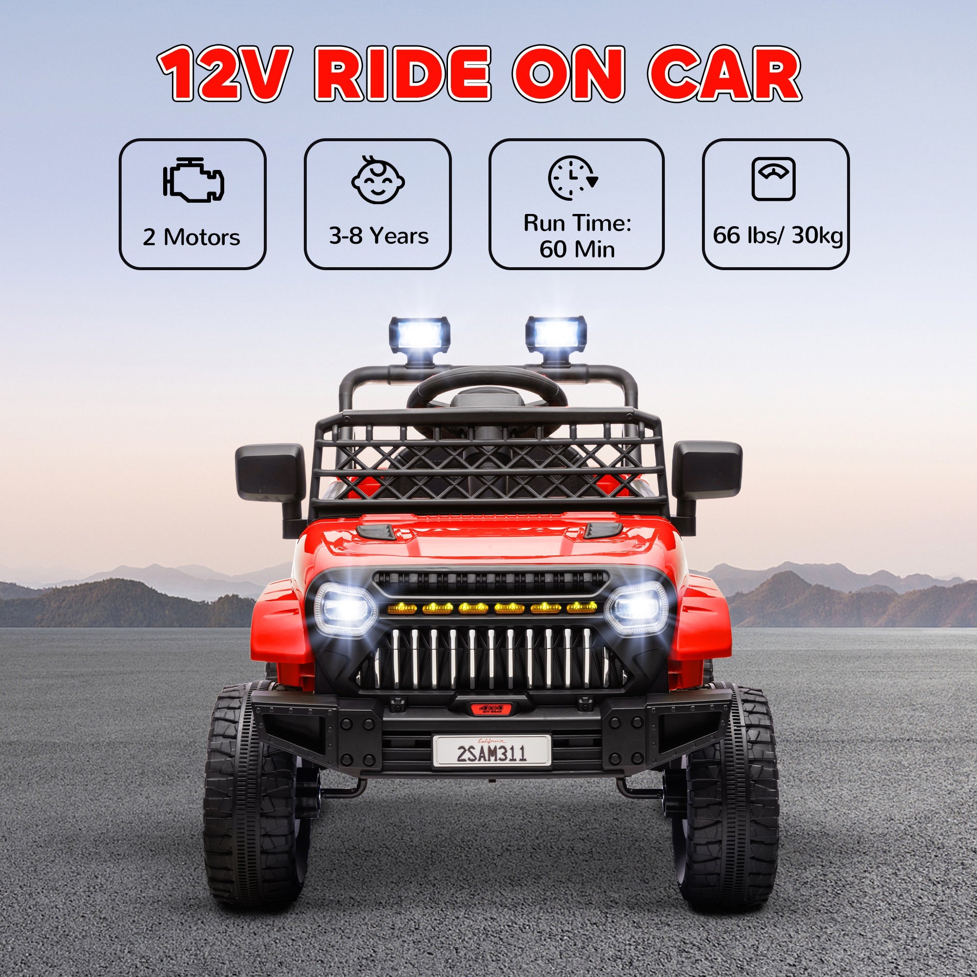 Qaba 12V Ride on Truck, Electric Car for Kids with Remote Control, Suspension, 3 Speeds, USB Music Headlights, Red