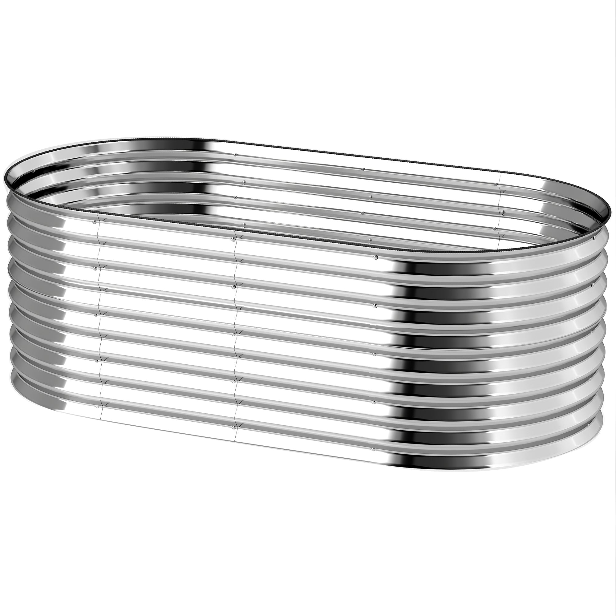 Outsunny 5.2 x 2.6 x 1.8ft Galvanized Raised Garden Bed, Easy DIY Oval Planter Box with Safety Edging and Gloves, Silver