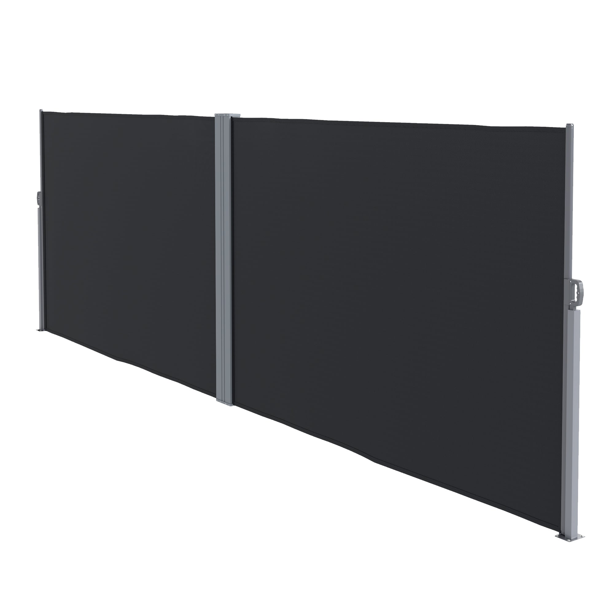 Outsunny Retractable Double Side Awning, 79"x236" Patio Privacy Screen, UV Resistant, Waterproof Wind Screen, Black