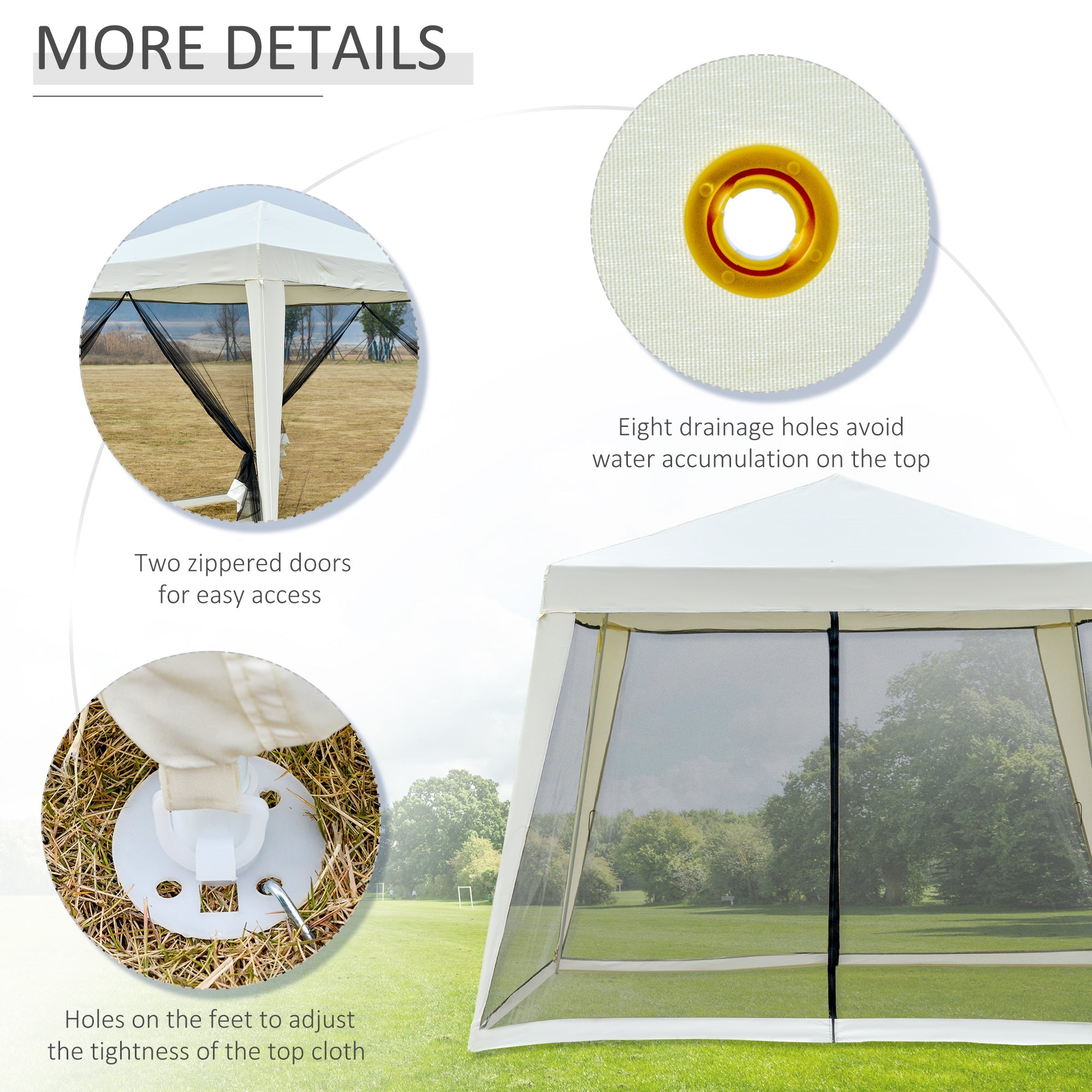 Outsunny 10x10ft Beige Party Tent with Netting - Outdoor Patio Canopy Gazebo for Sun Shade and Garden Shelter