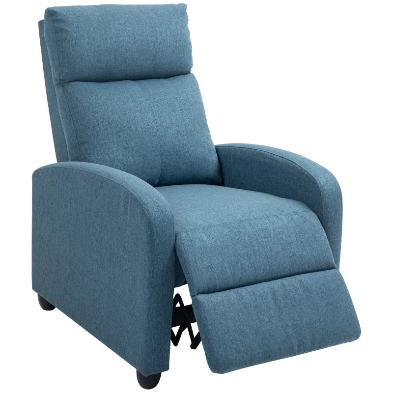 Fabric Recliner Chair Manual Home Theater Seating Single Reclining Sofa Chair with Padded Seat for Living Room, Blue