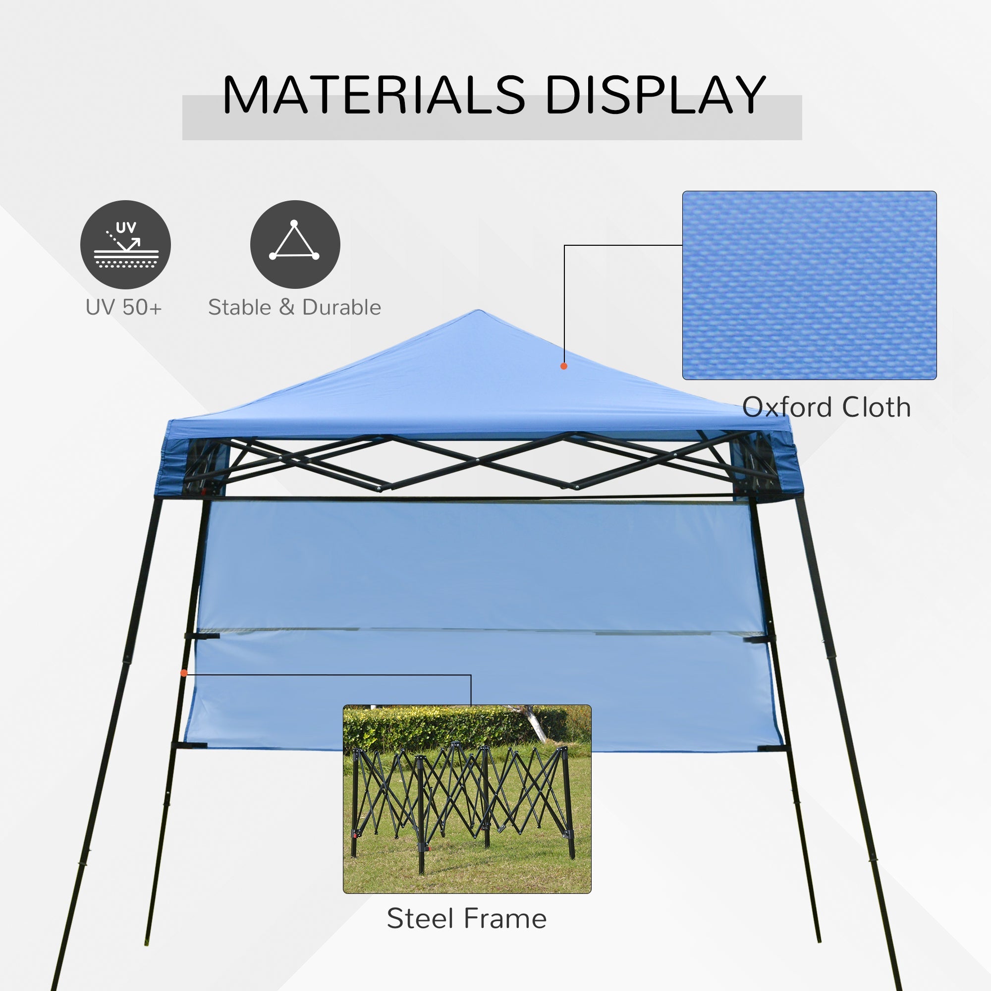 Outsunny Garden Pop Up Gazebo Tent 7'x7' with Backpack Adjustable Legs Outdoor Canopy Blue Black