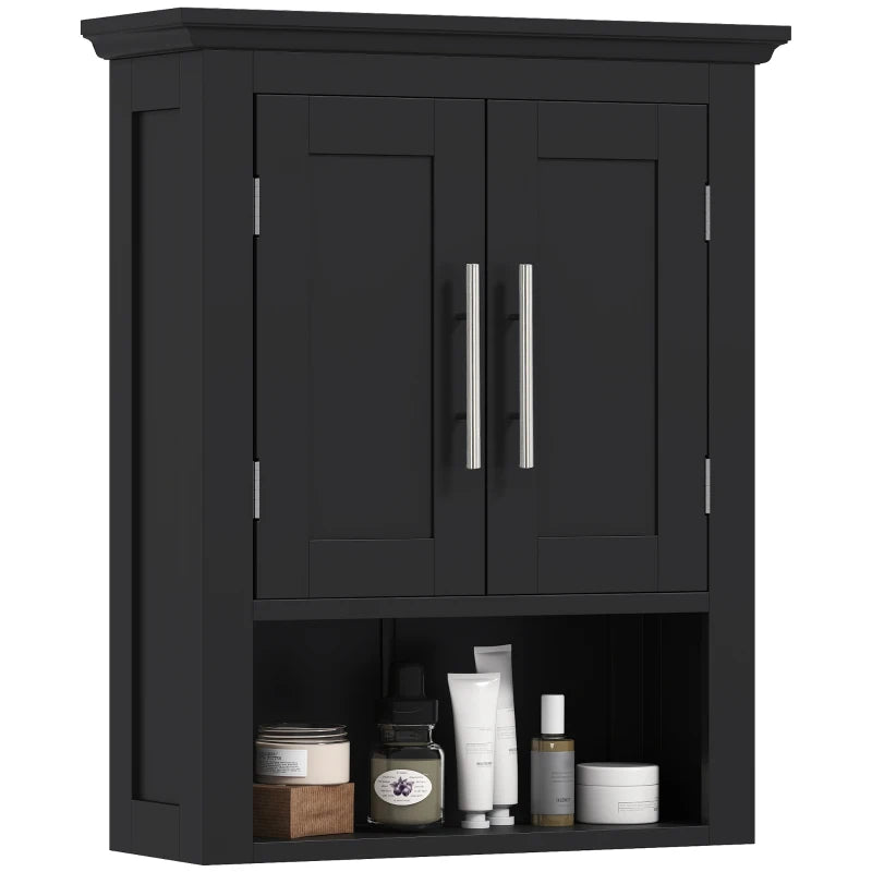 Bathroom Wall Cabinet, Medicine Cabinet, Toilet Storage Cabinet with Shelf for Living Room and Entryway, Black
