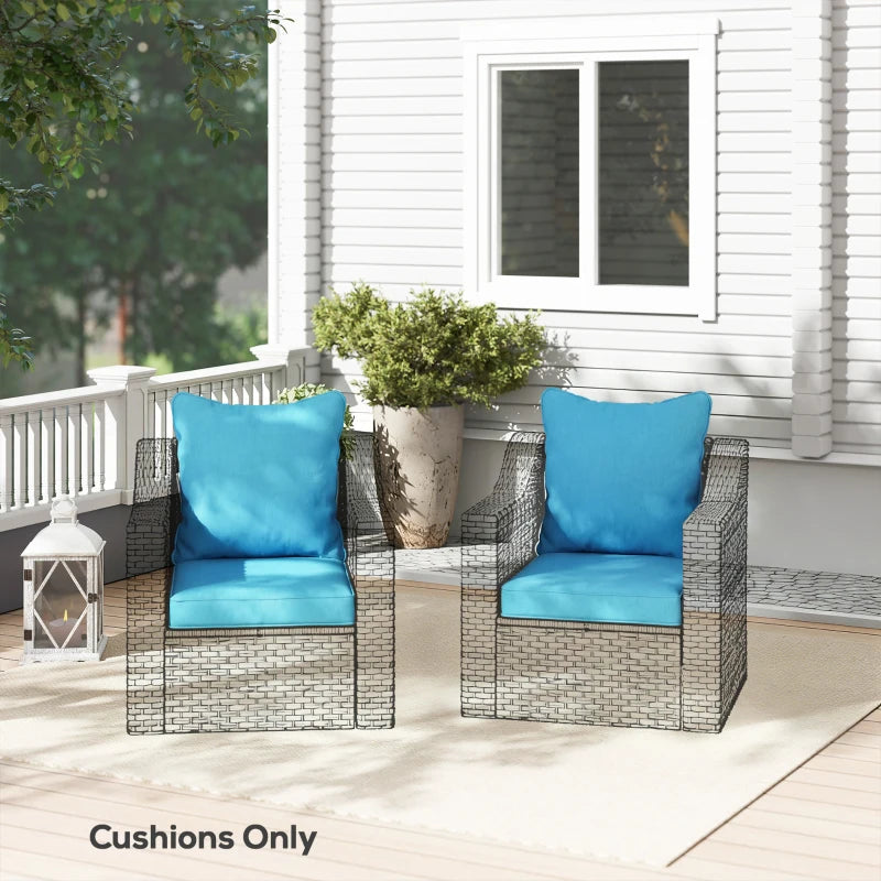 Seat Cushion Back Pillows Replacement Set of 2, Patio Chair Cushions Set for Indoor Outdoor, Turquoise