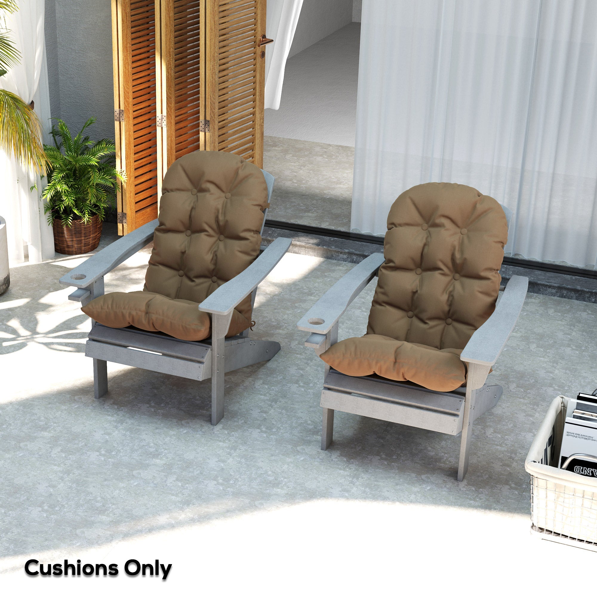 Outsunny Adirondack Chair Cushions Set of 2 with Ties, Khaki