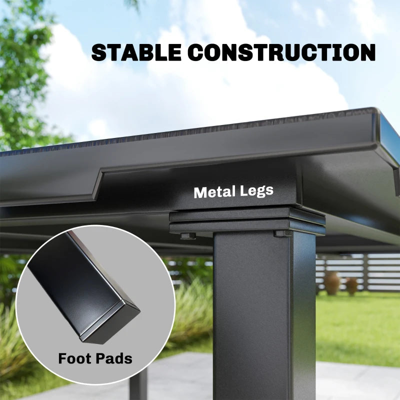 Outdoor Dining Table for 4 People, Rectangular Patio Table with HDPE Top and Metal Frame, for Garden, Backyard, Deck