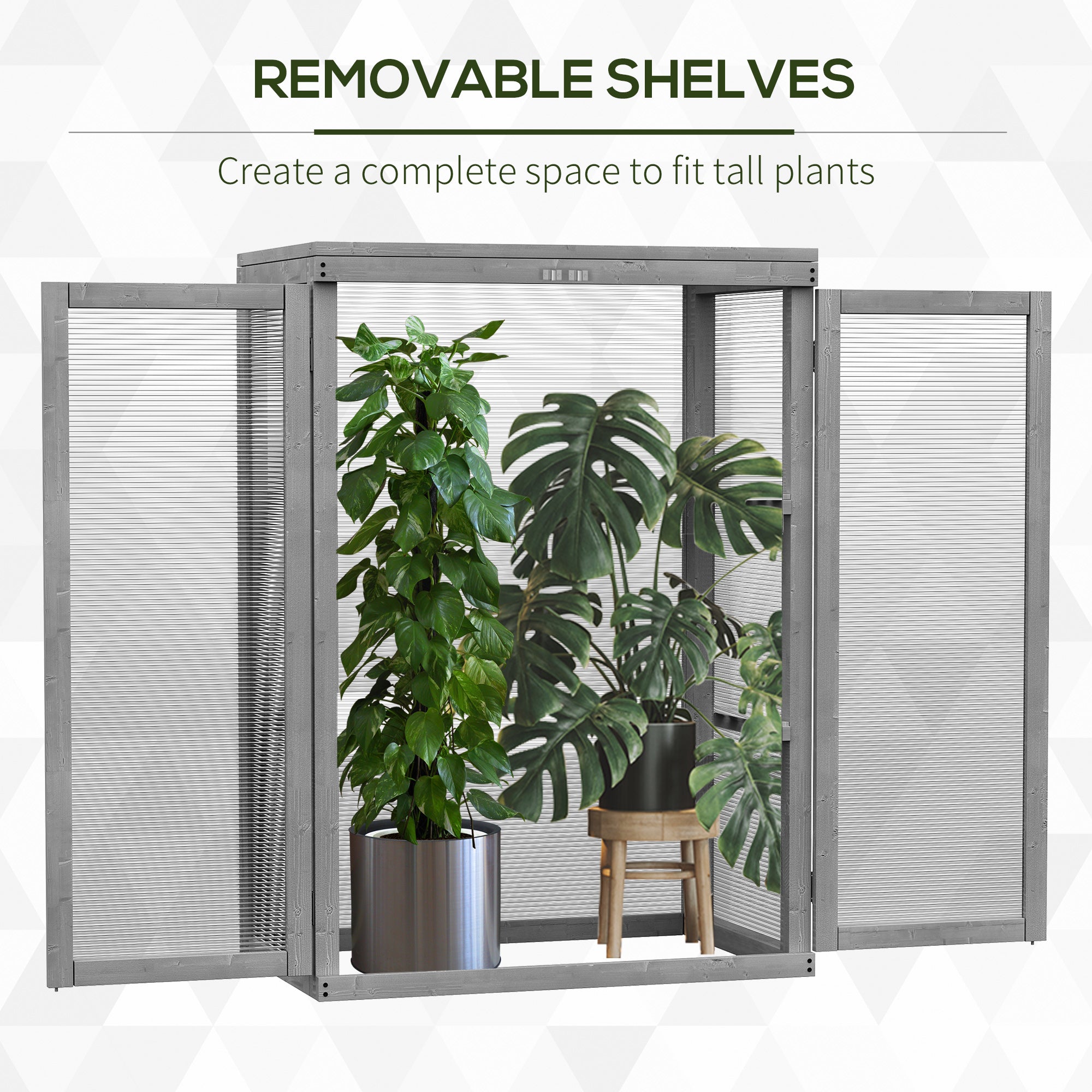 Outsunny 2 Tier Wooden Cold Frame Grow Box: Polycarbonate Portable Garden Grow House, Dark Gray