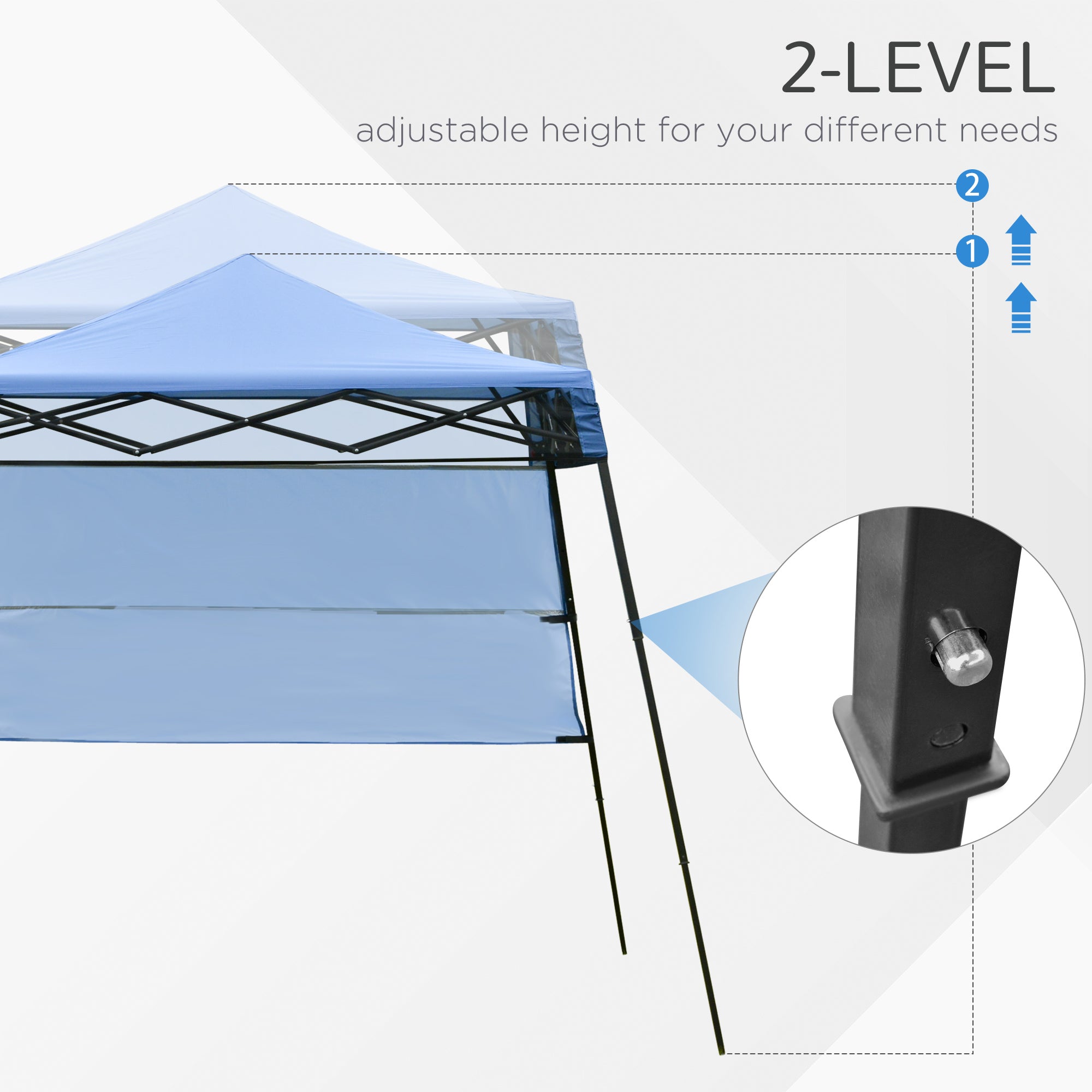 Outsunny Garden Pop Up Gazebo Tent 7'x7' with Backpack Adjustable Legs Outdoor Canopy Blue Black