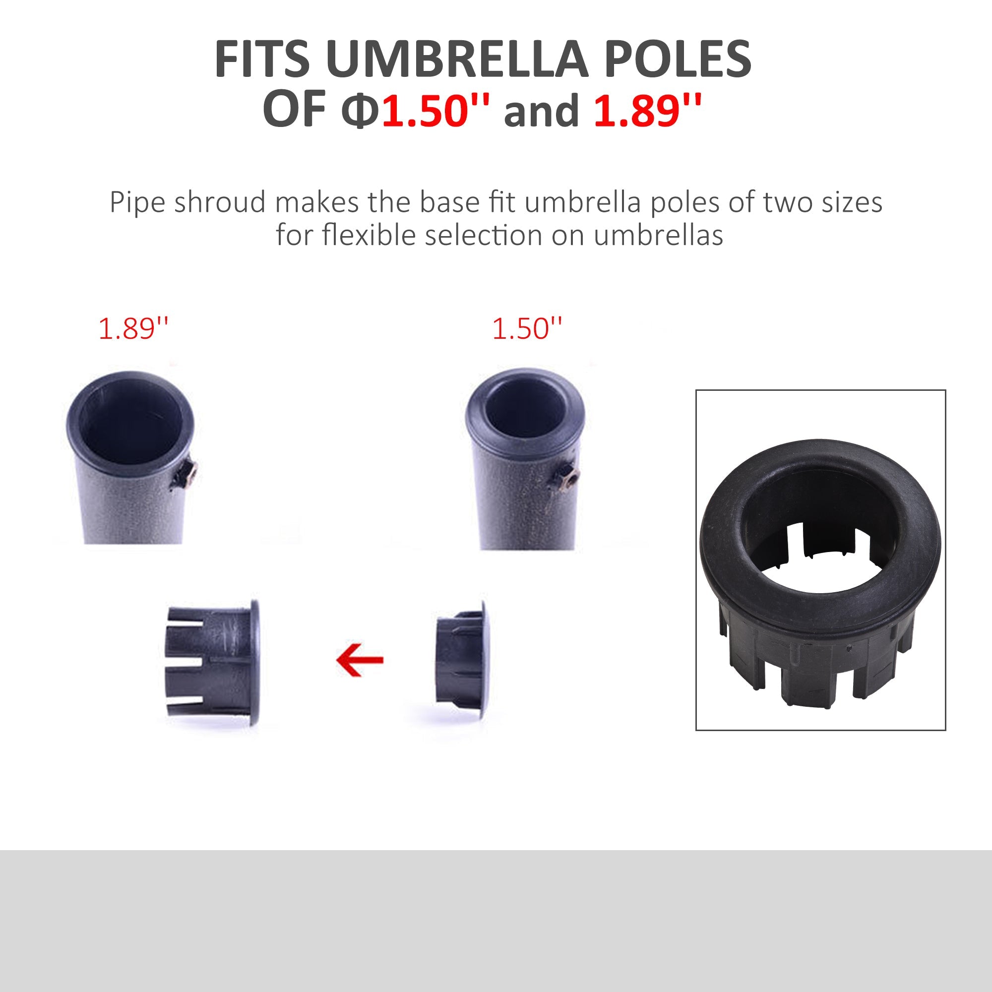 Outsunny Umbrella Base: Resin Round Patio Parasol Stand Holder Coated Pole for Outdoor Black