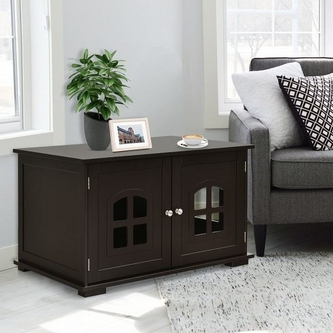 Dark Brown Modern Large Ventilated Private Divider Cat Litter Box - Free Shipping