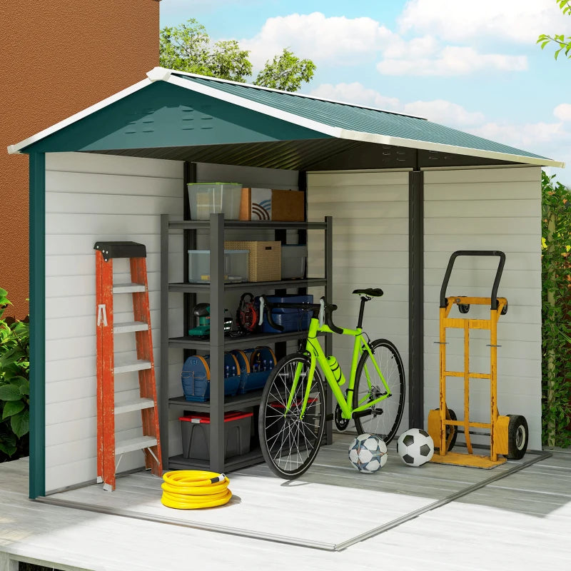 9' x 6' Garden Shed, Outdoor Storage Patio Shed w/ Sloped Roof, Lockable Door for Patio Lawn, Green