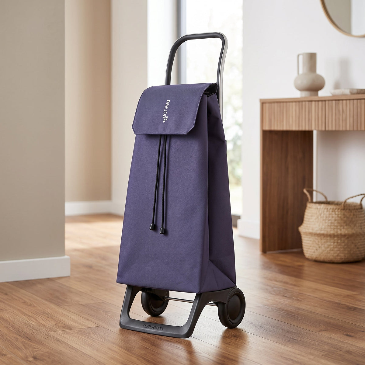 Folding Shopping Cart, Rolser Jet LN Joy, 2-Wheel, Aluminum, Denim Blue