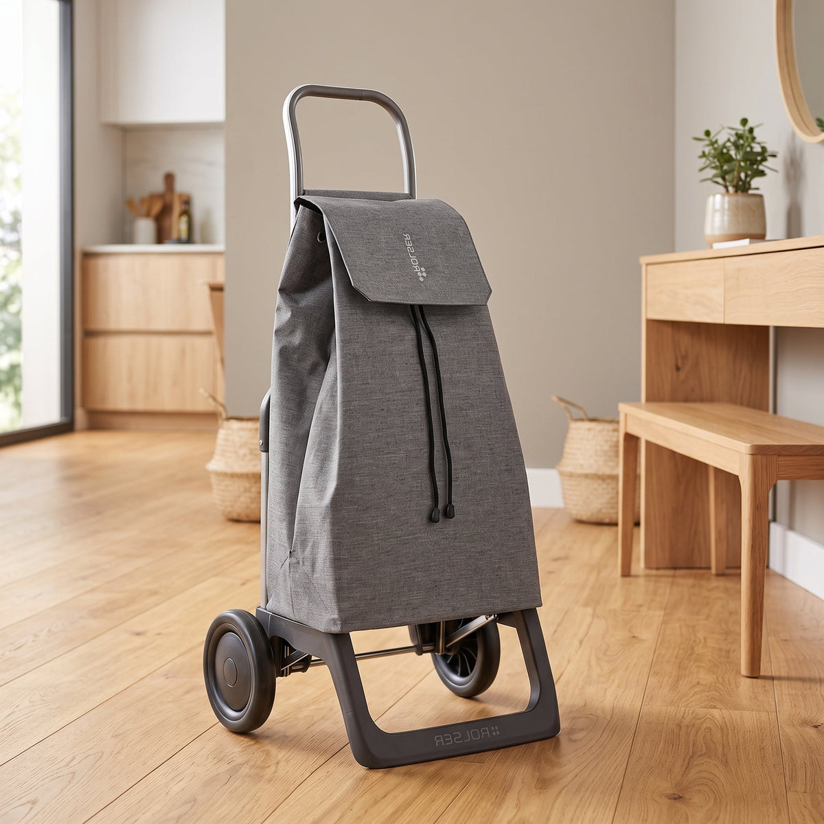 Folding Shopping Cart, Rolser Jet Tweed Joy, Aluminum, Grey