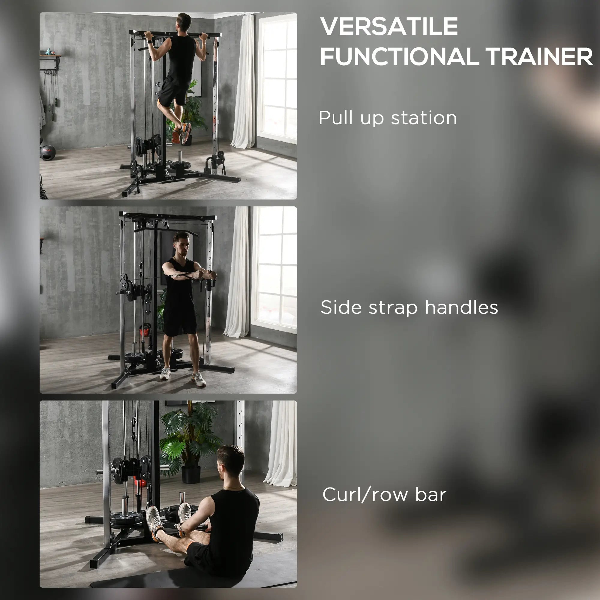 Soozier Multifunctional Home Gym Machine with Pull Up Bar, 15-Position Adjustable Strength Training Workout Station