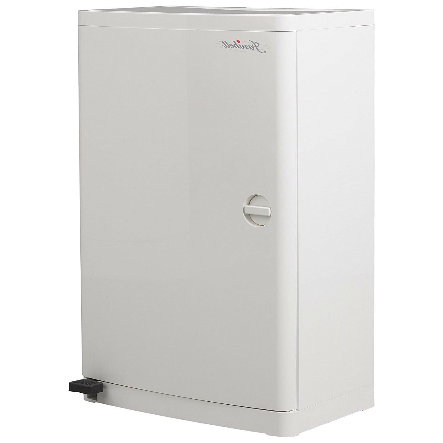 No Hands 18-Gallon Kitchen Trash Can in White with Food Pedal Lid - Free Shipping