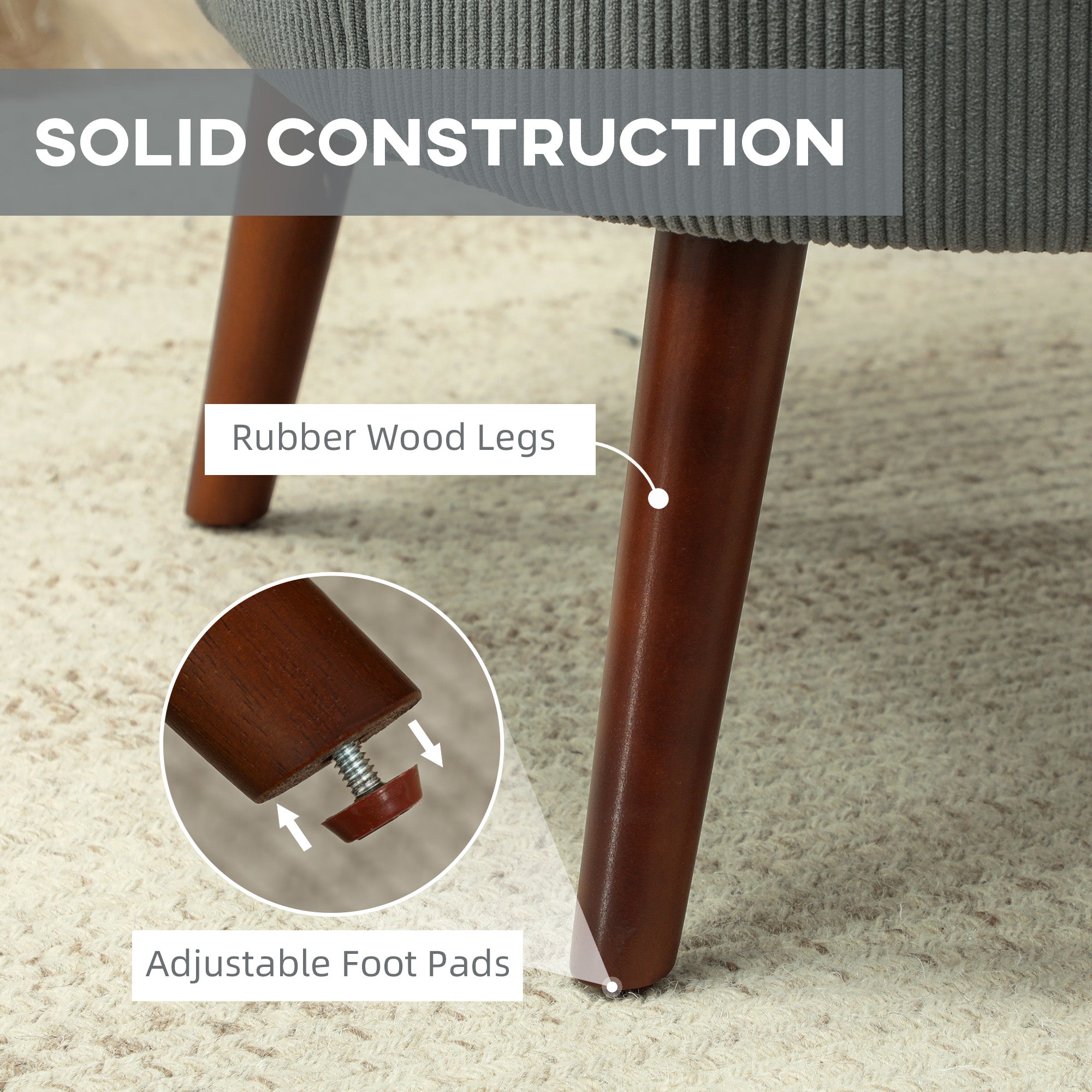 HOMCOM Modern Accent Chair, Upholstered Armchair with Solid Wood Legs and Lumbar Pillow for Living Room, Grey