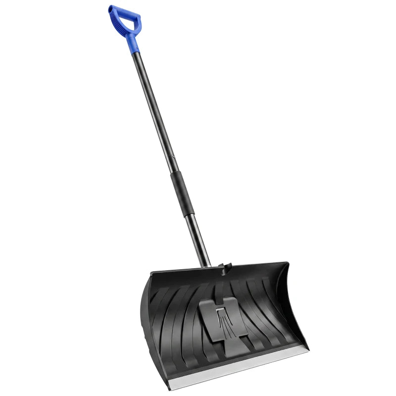 2-in-1 Snow Shovel & Ice Scraper, 22" Heavy-Duty Snow Pusher with Metal Wear Strip