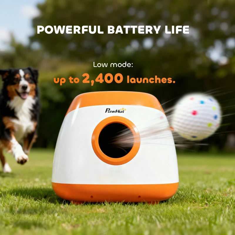 Automatic Dog Ball Launcher, Automatic Ball Launcher with 3 ETPU Balls, 26-79ft, for Medium and Large Dogs, Orange