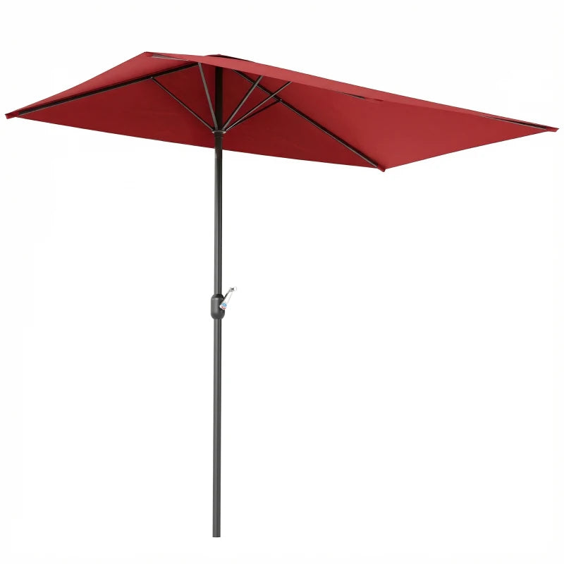 8ft Half Round Umbrella Outdoor Balcony Parasol Patio Garden Outdoor Window Sun Shade w/ 5 Ribs
