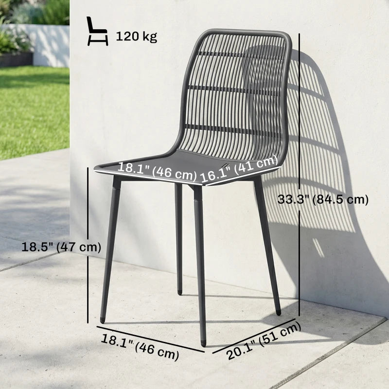 Outdoor Dining Chairs Set of 4, Patio Chairs with Slotted Backrest, Grey