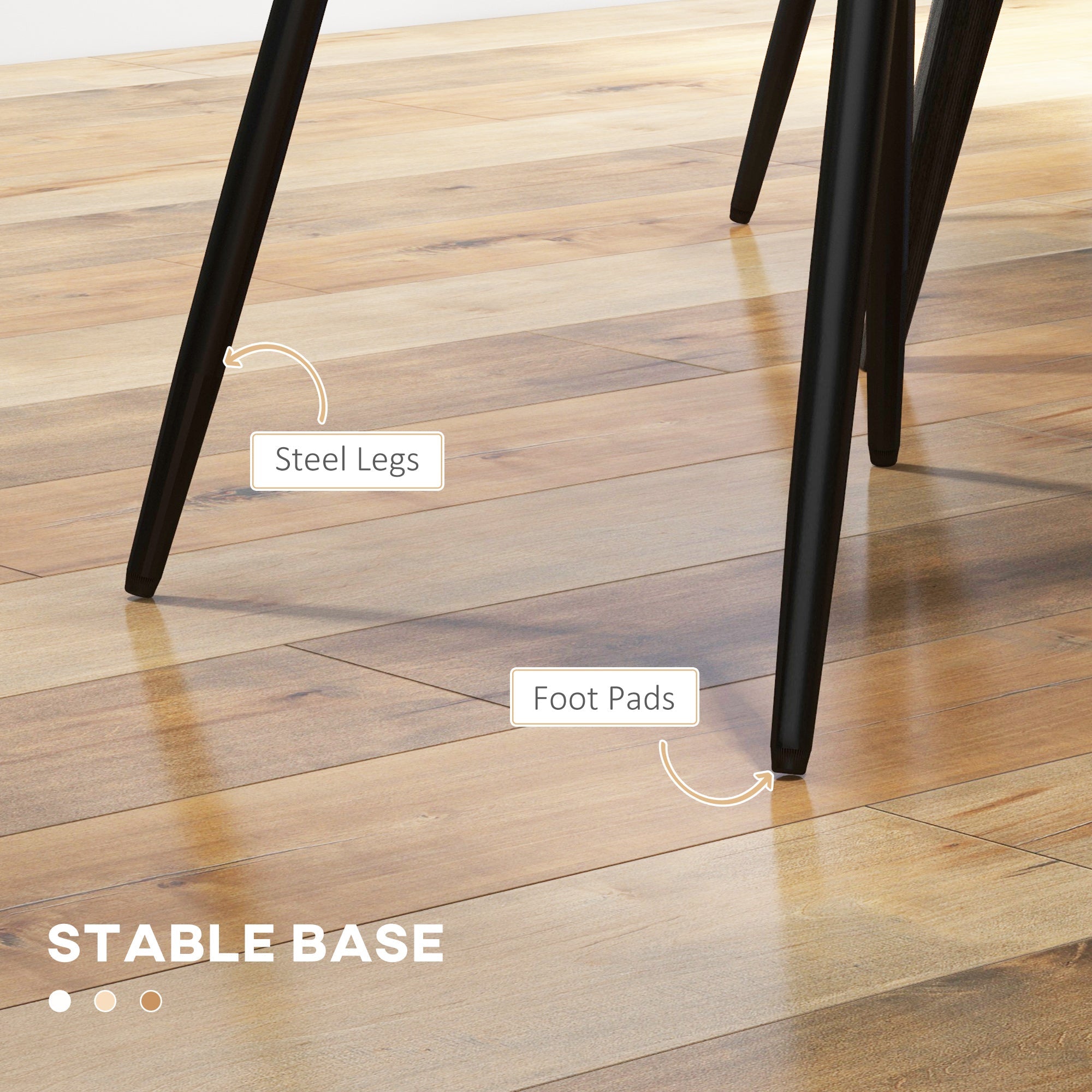 HOMCOM Set of 4 Dining Chairs PU Leather Modern Kitchen Seating Metal Legs for Dining Room Living Room Black