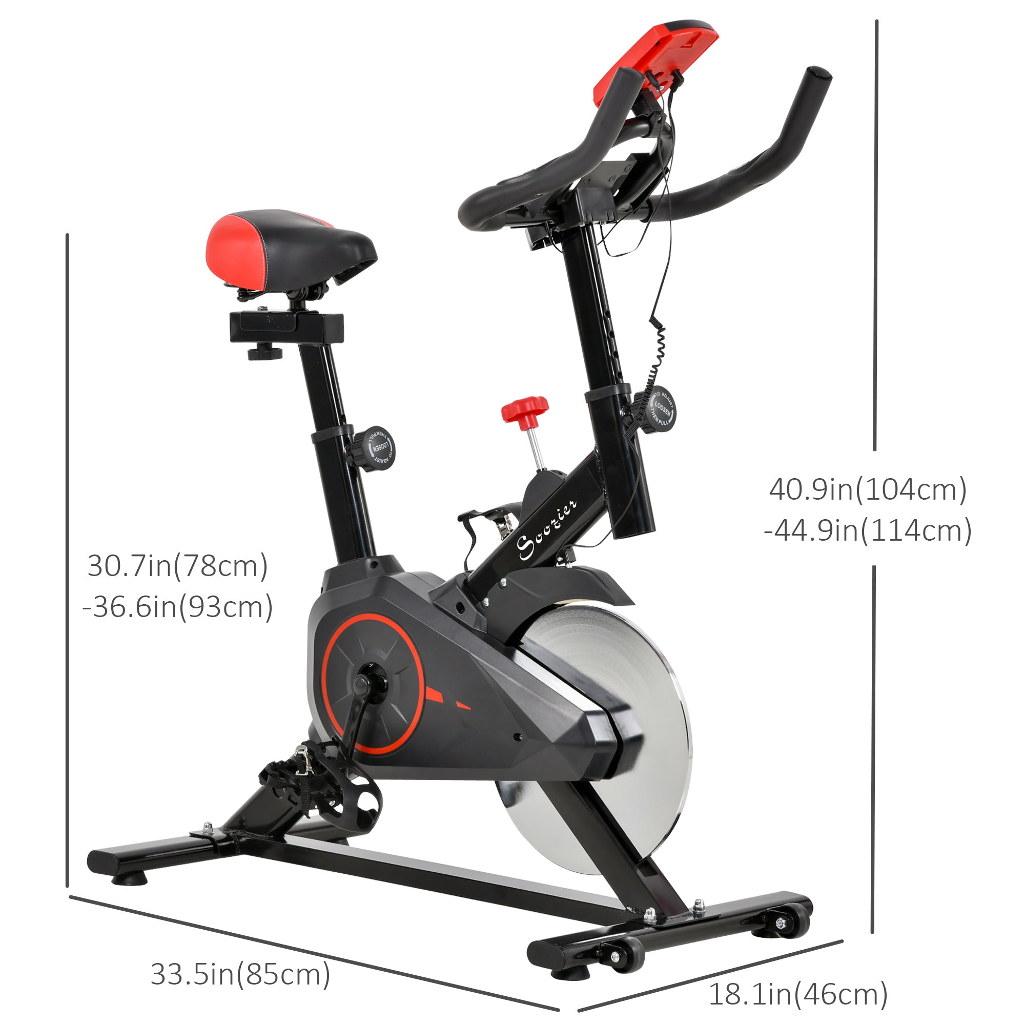 Soozier Upright Exercise Bike Indoor Cycling Cardio Workout Machine Adjustable Resistance Flywheel LCD Monitor