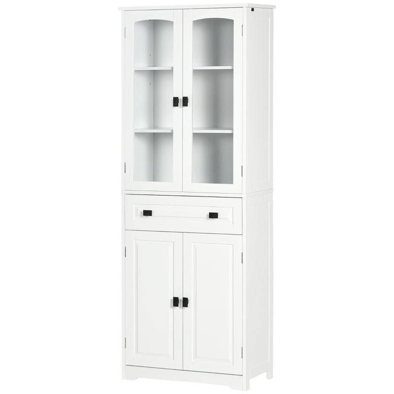 63" 4-Door Kitchen Pantry Cabinet, Freestanding Storage Cabinet Cupboard with Adjustable Shelves, White