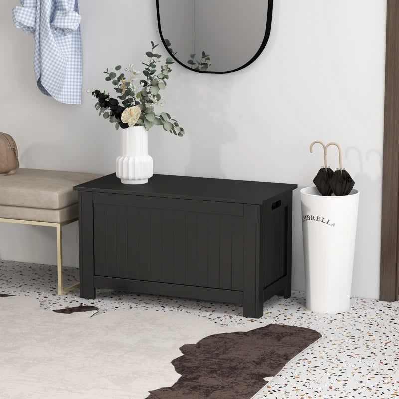 Large Storage Box Storage Trunk Cabinet Container with Lid and 2 Safety Hinges, Black