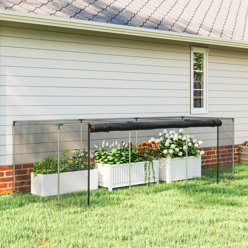 Galvanized Steel Crop Cage, Plant Protection Tent with Zippered Door, 12' x 4', Black