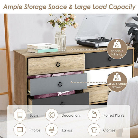 6 Drawers Double Dresser Accent Storage Tower for Bedroom Hallway Entryway - Free Shipping