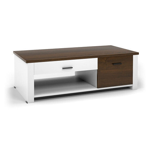 Modern Coffee Table with Front Back Drawers and Compartments for Living Room - Free Shipping